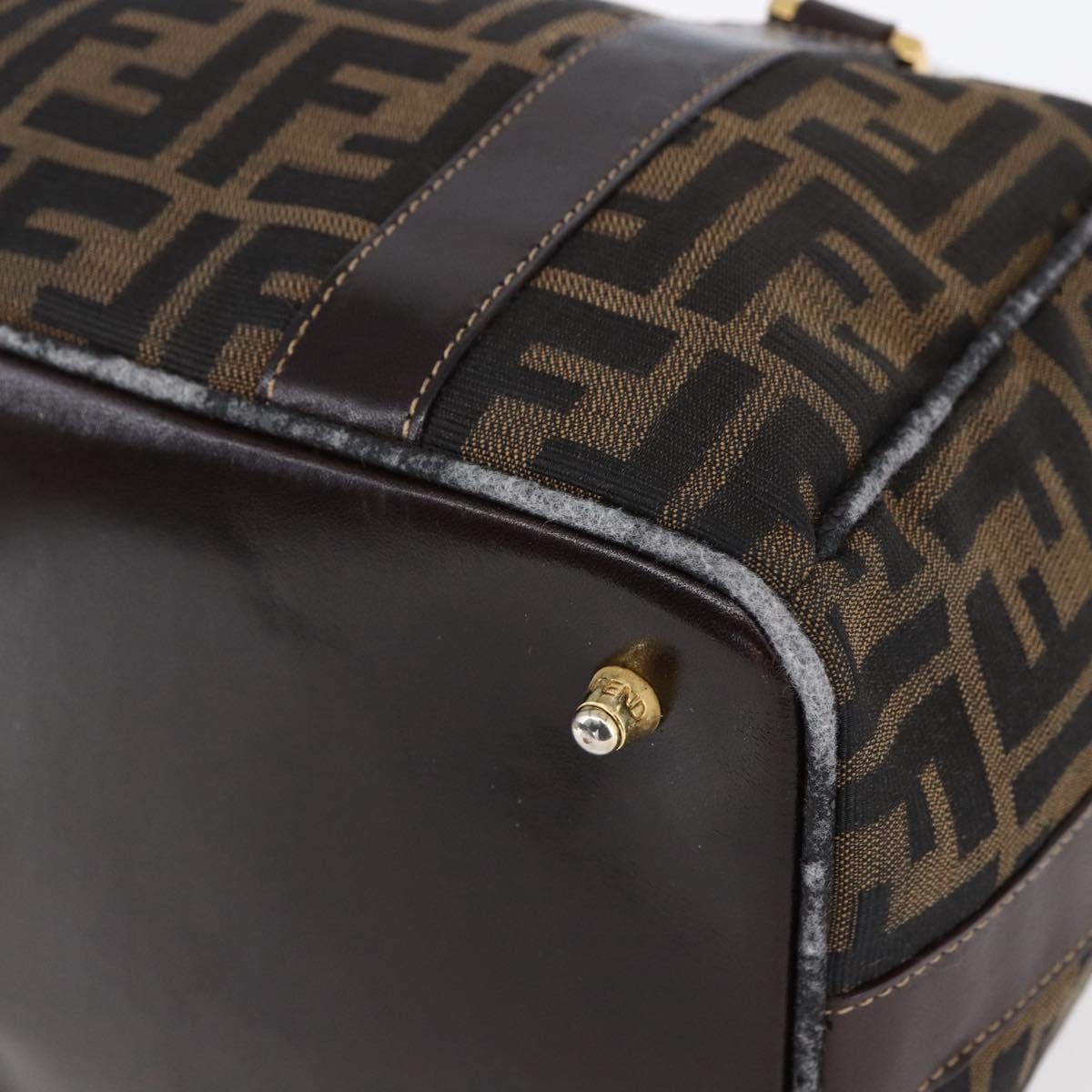 FENDI Zucca Canvas Hand Bag 2way Black Brown Auth 150808