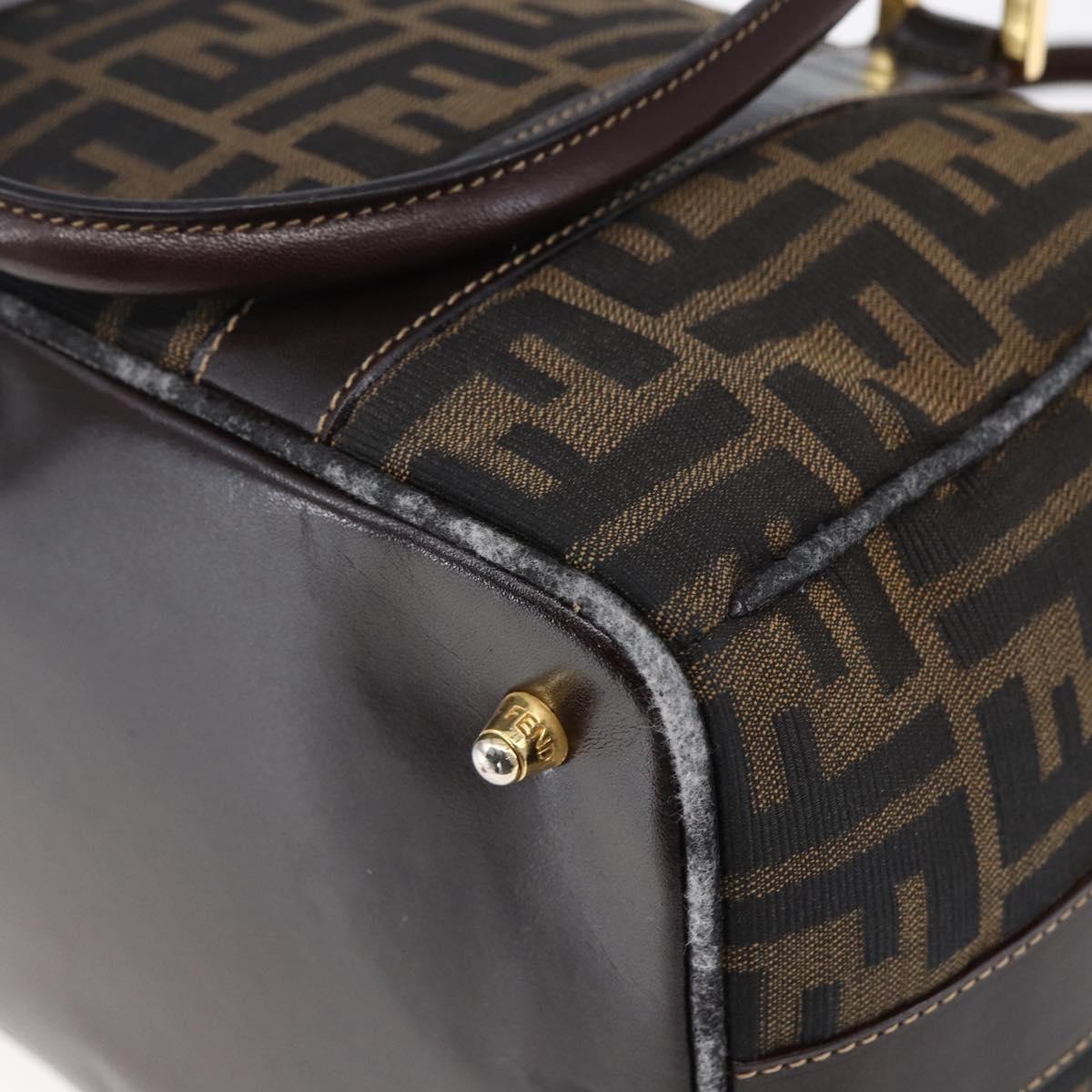FENDI Zucca Canvas Hand Bag 2way Black Brown Auth 150808
