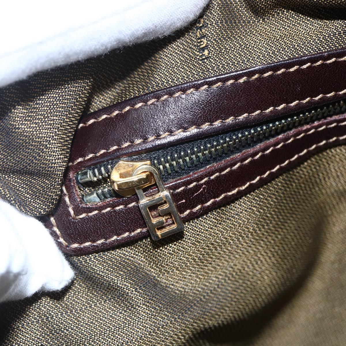 FENDI Zucca Canvas Hand Bag 2way Black Brown Auth 150808