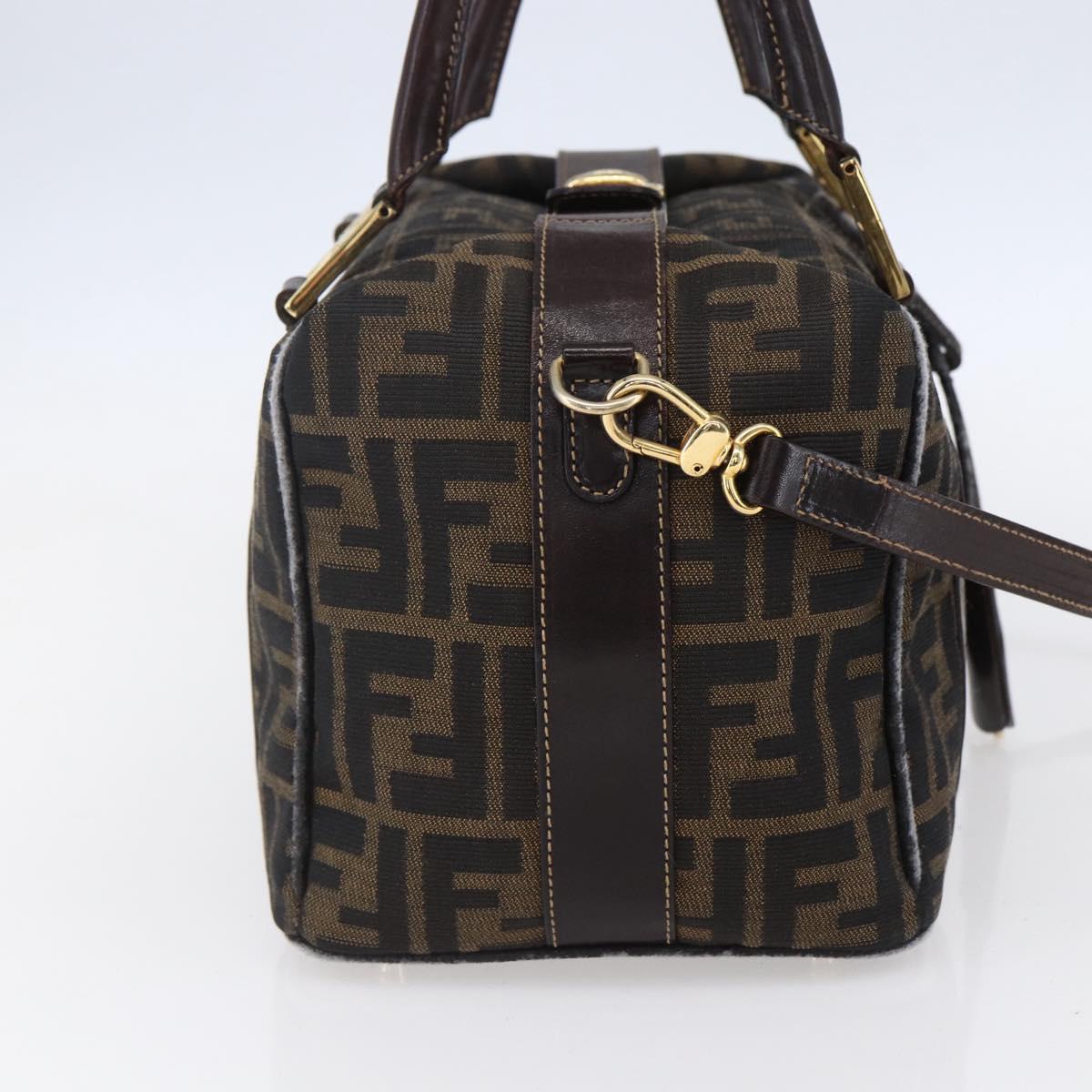FENDI Zucca Canvas Hand Bag 2way Black Brown Auth 150808