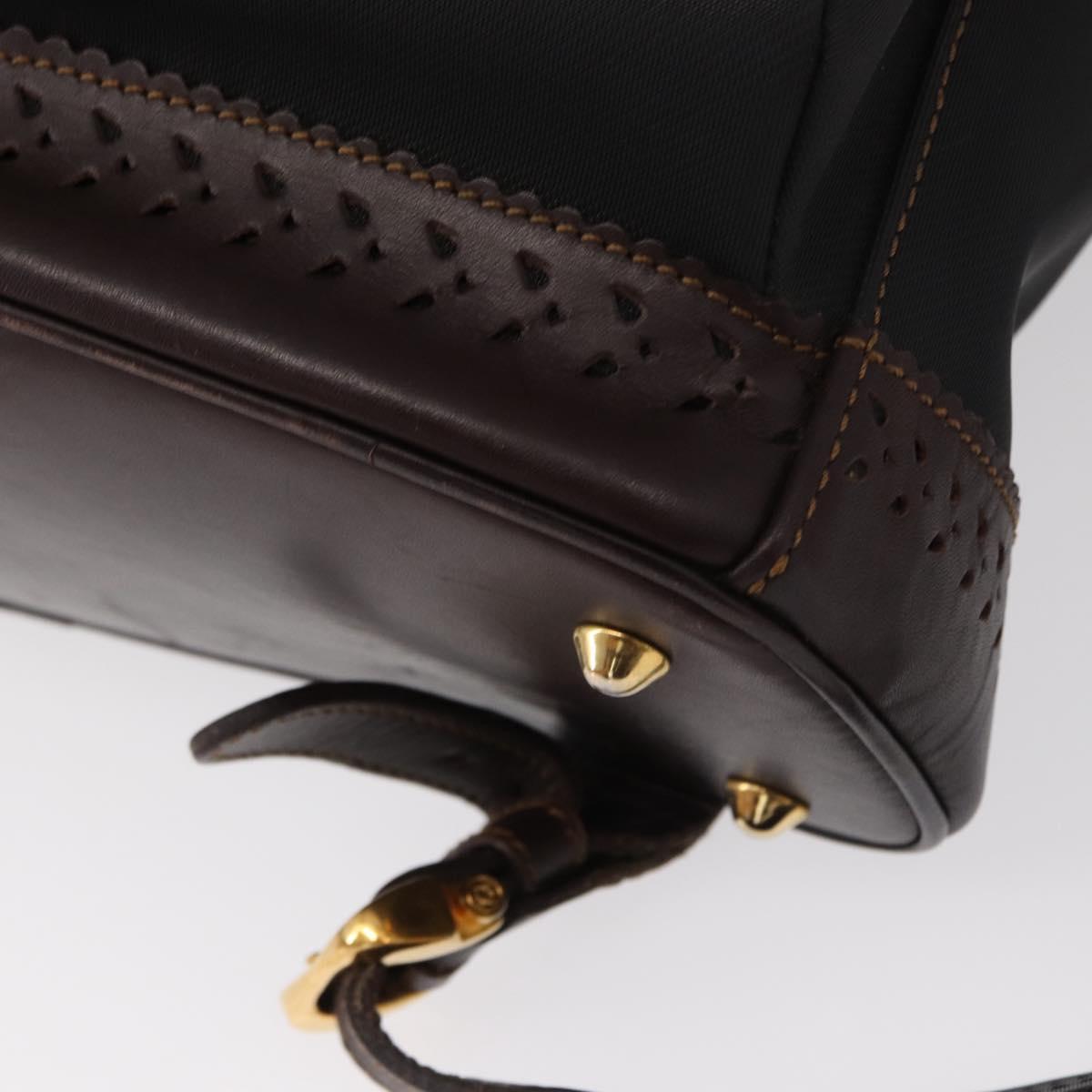 LOEWE Backpack Canvas PVC Black Gold Auth 150809