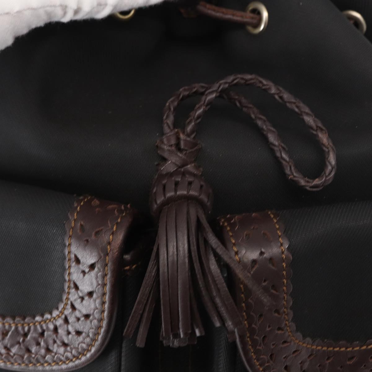 LOEWE Backpack Canvas PVC Black Gold Auth 150809