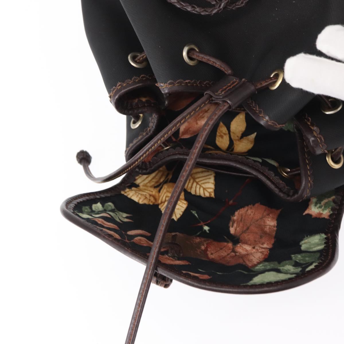 LOEWE Backpack Canvas PVC Black Gold Auth 150809