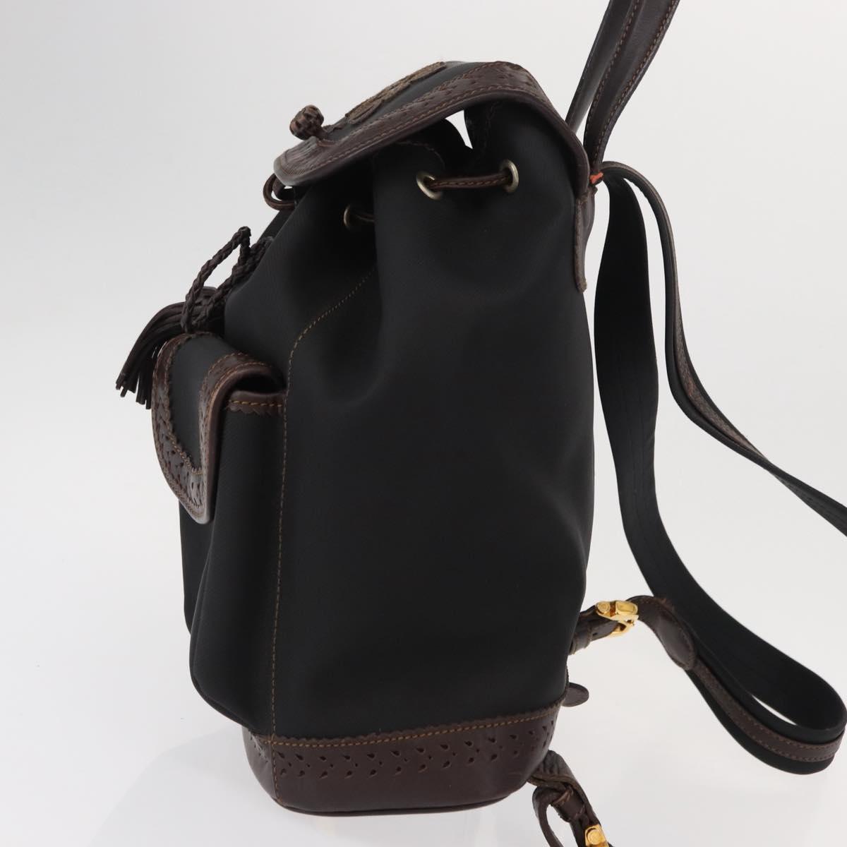 LOEWE Backpack Canvas PVC Black Gold Auth 150809