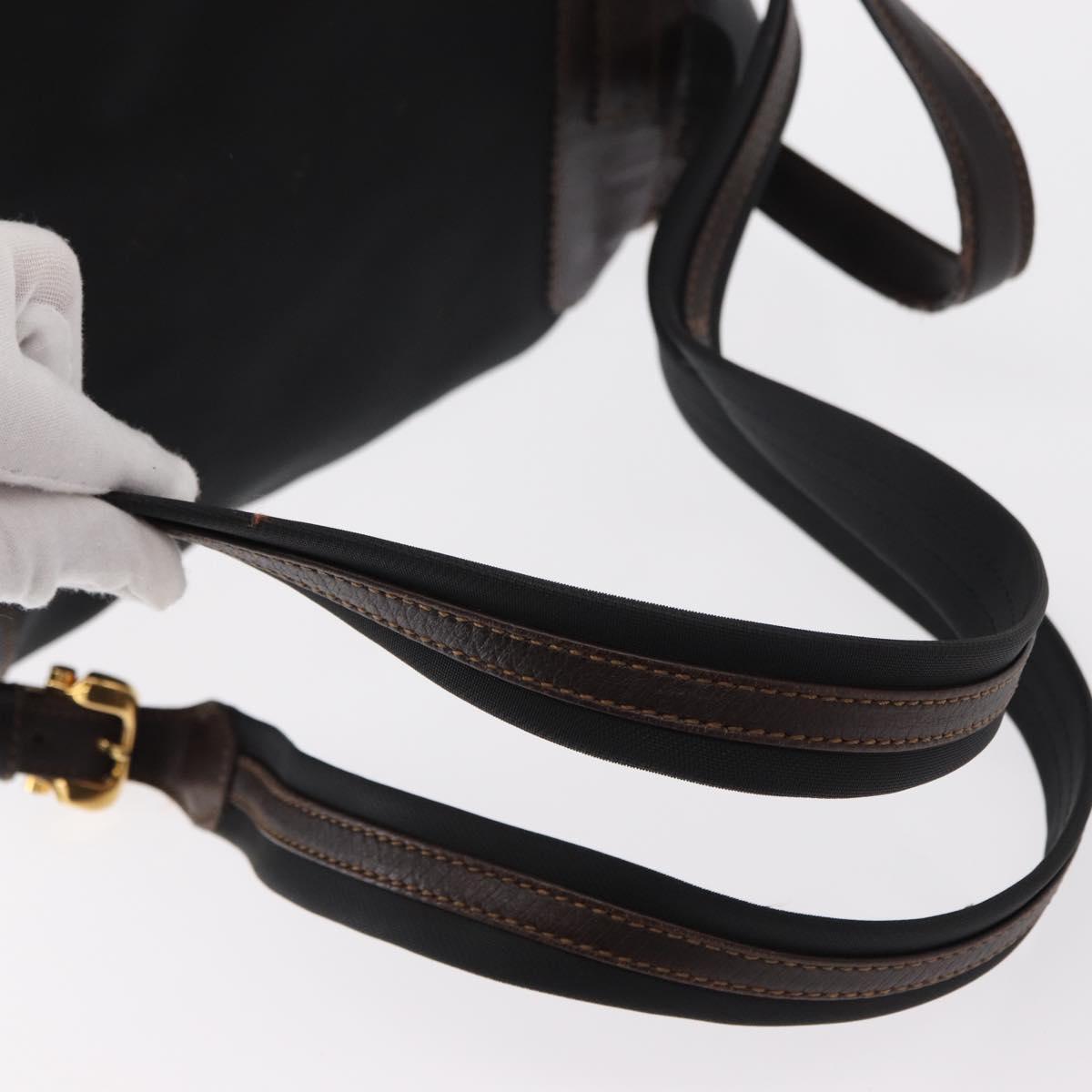 LOEWE Backpack Canvas PVC Black Gold Auth 150809