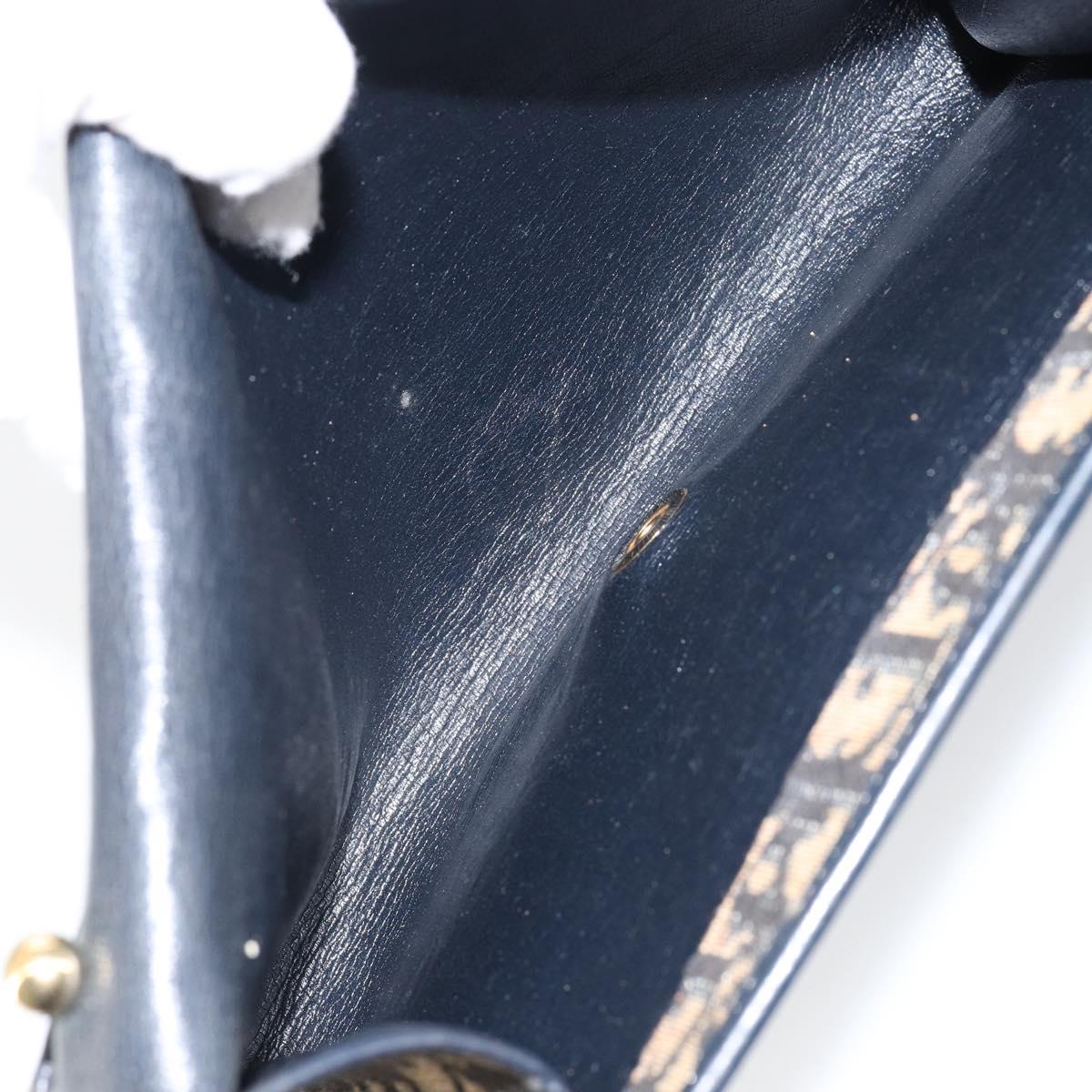 Christian Dior Trotter Canvas Shoulder Bag Navy Gold Auth 150810