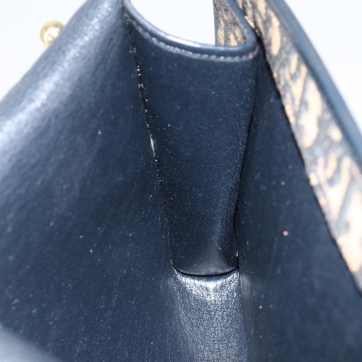 Christian Dior Trotter Canvas Shoulder Bag Navy Gold Auth 150810