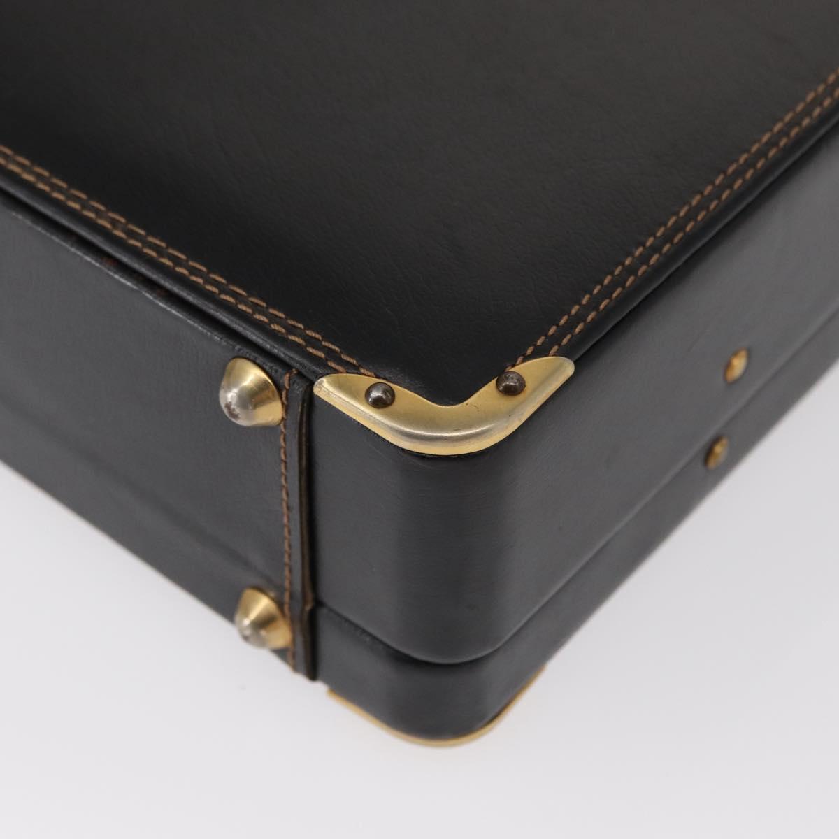 BALLY Attache Case Leather Black Gold Auth 150811