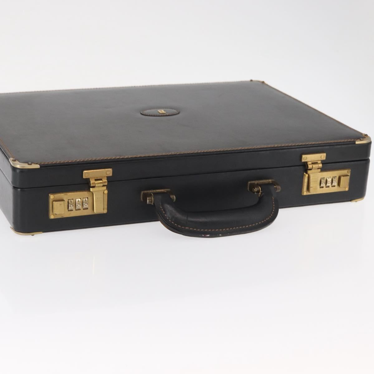 BALLY Attache Case Leather Black Gold Auth 150811