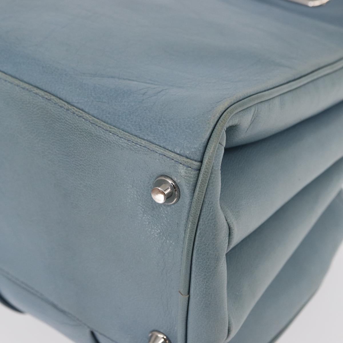 BALENCIAGA Hand Bag Leather Light Blue Silver Auth 150812