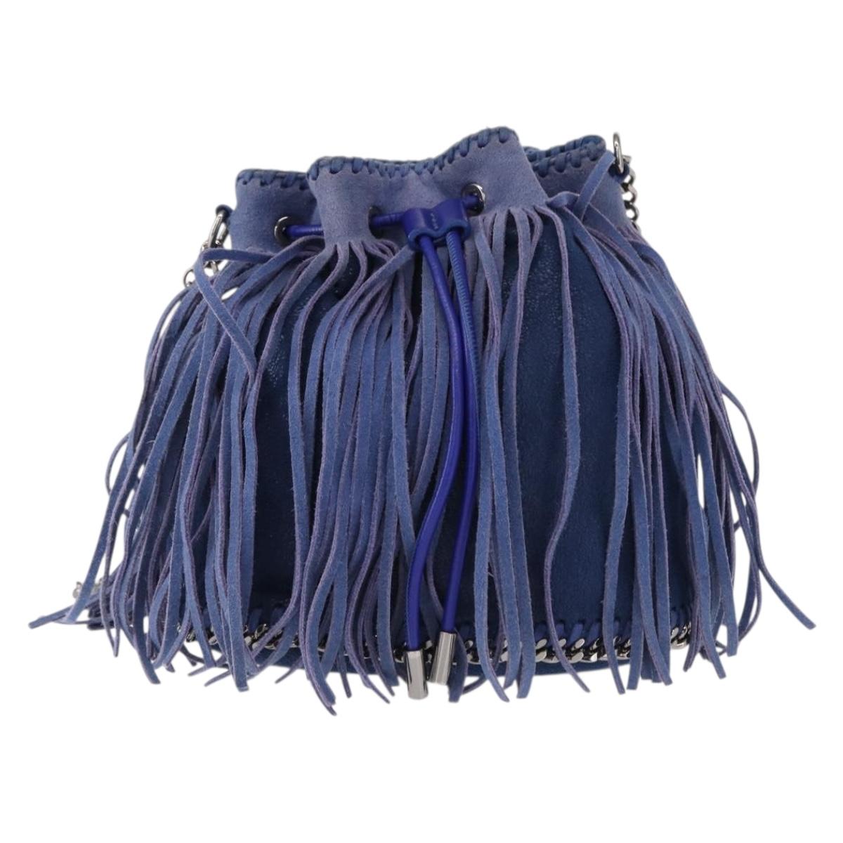 Stella MacCartney Falabella Chain Bag Polyester Blue Silver 410875 Auth 150814