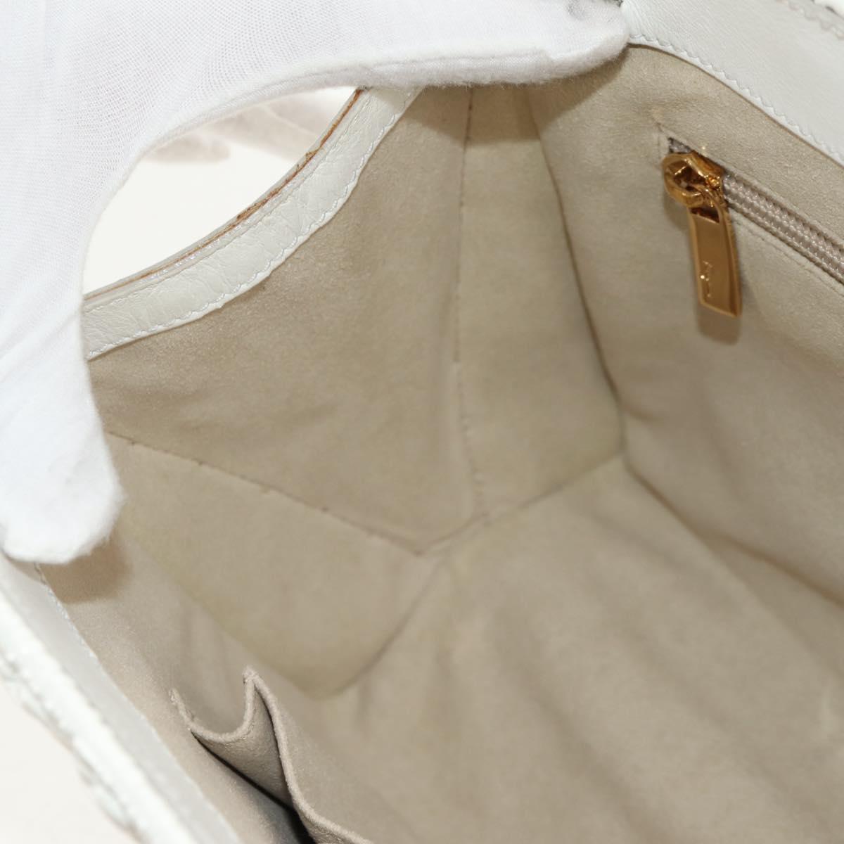 Salvatore Ferragamo Gancini Hand Bag Rattan 2way White Gold Auth 150815AV