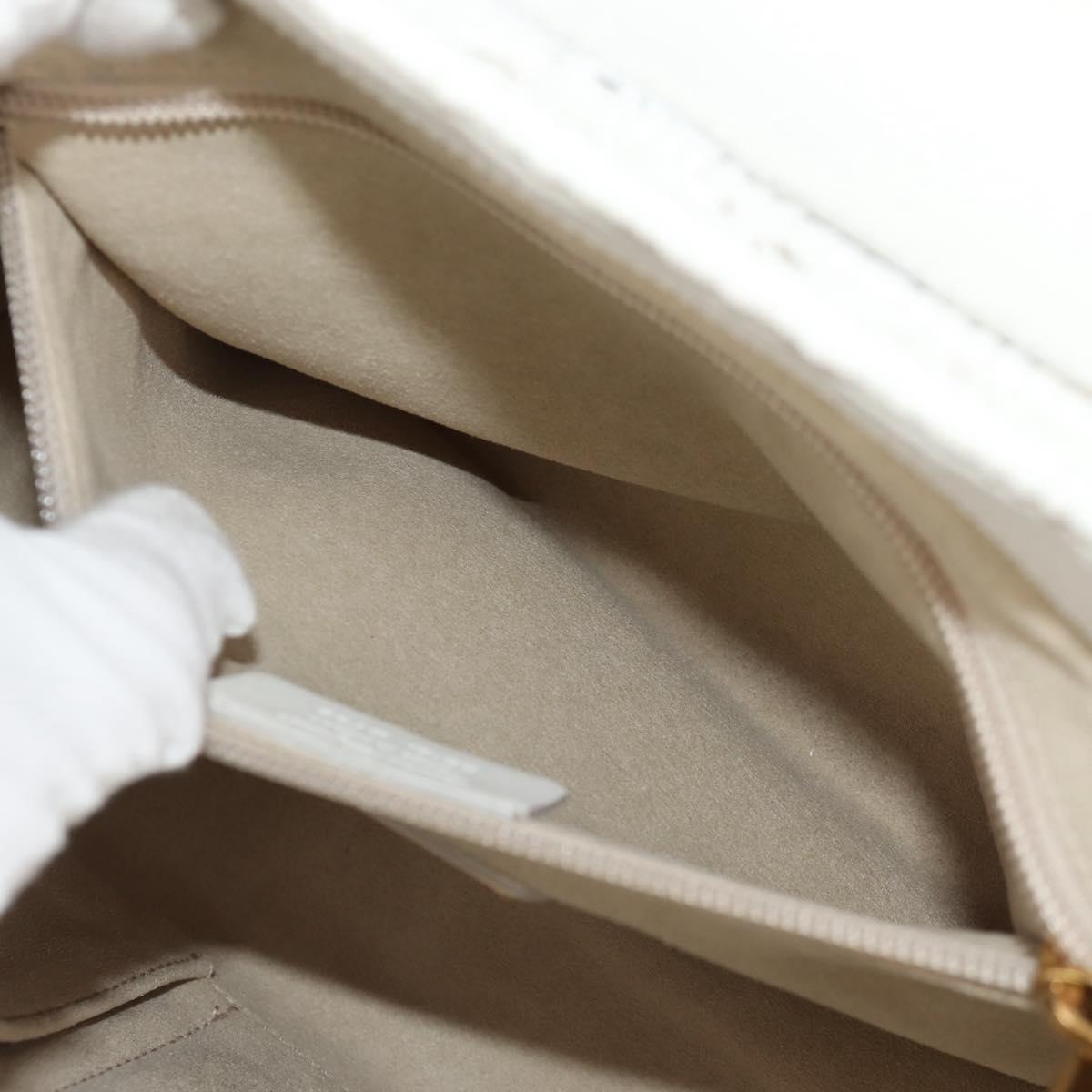 Salvatore Ferragamo Gancini Hand Bag Rattan 2way White Gold Auth 150815V