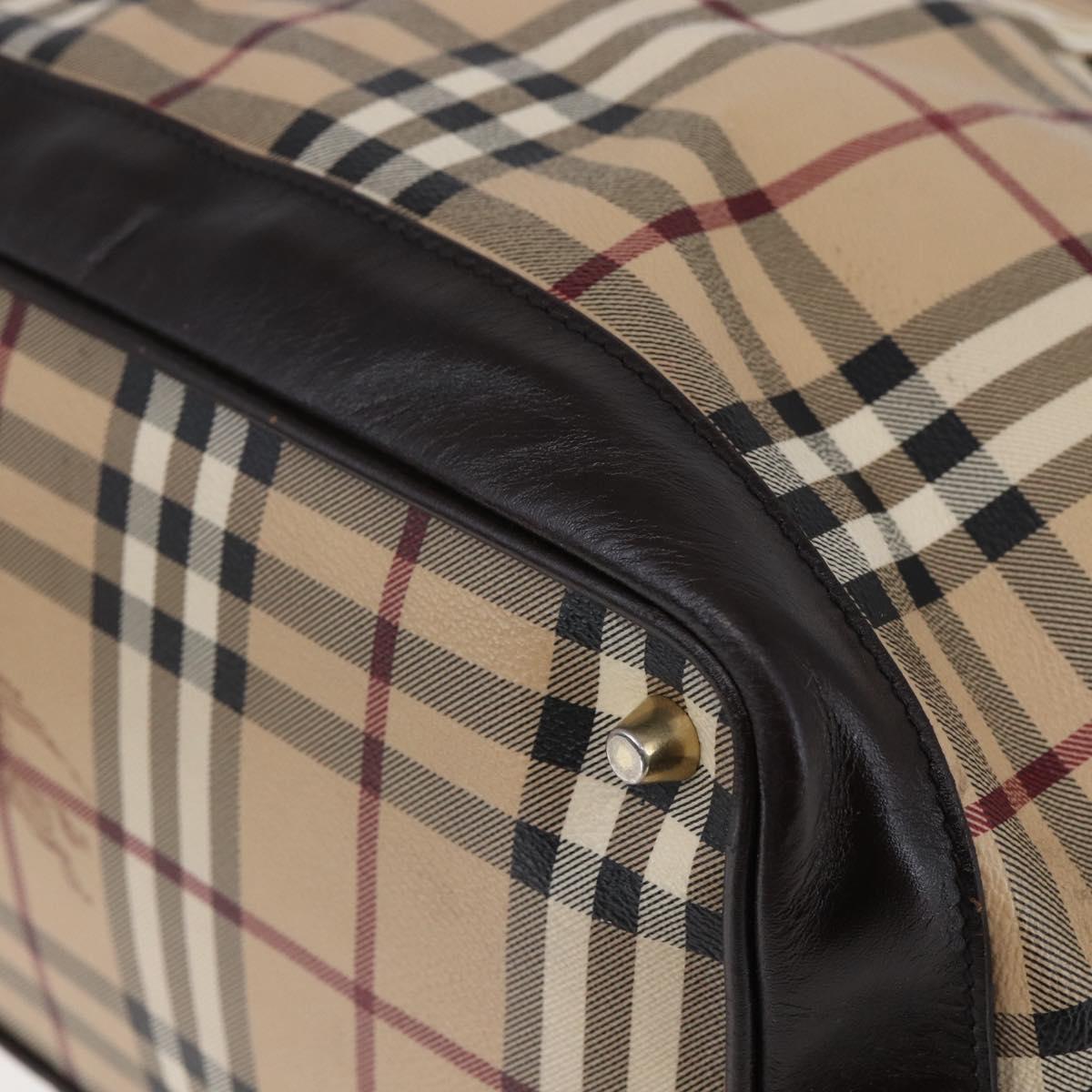 BURBERRY Nova Check Tote Bag PVC Beige Gold Auth 150816