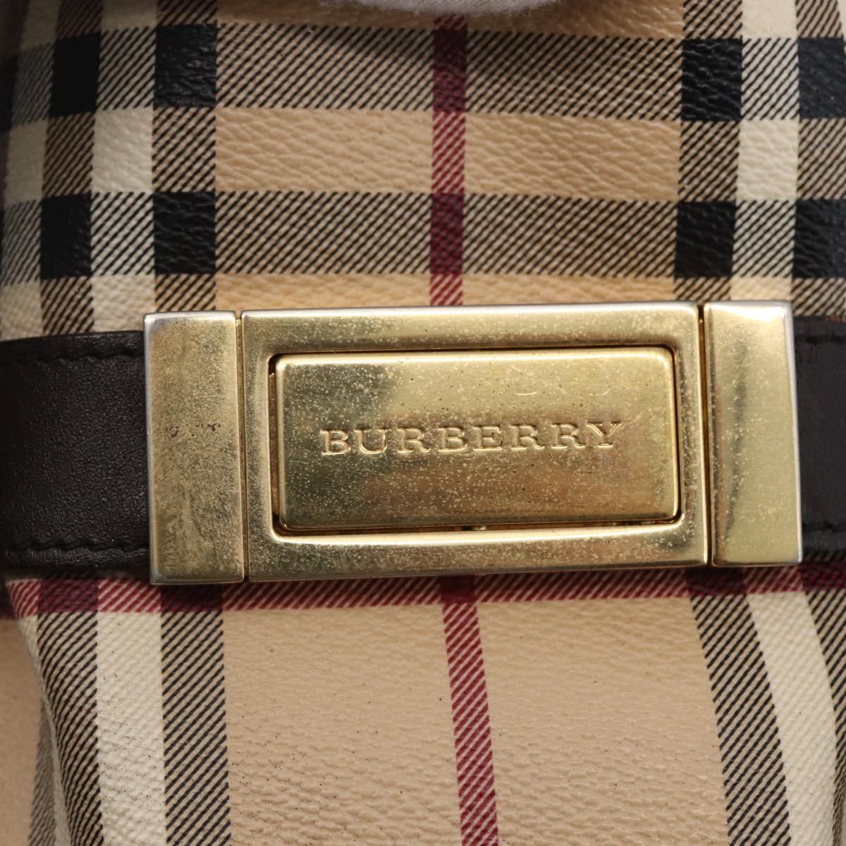 BURBERRY Nova Check Tote Bag PVC Beige Gold Auth 150816