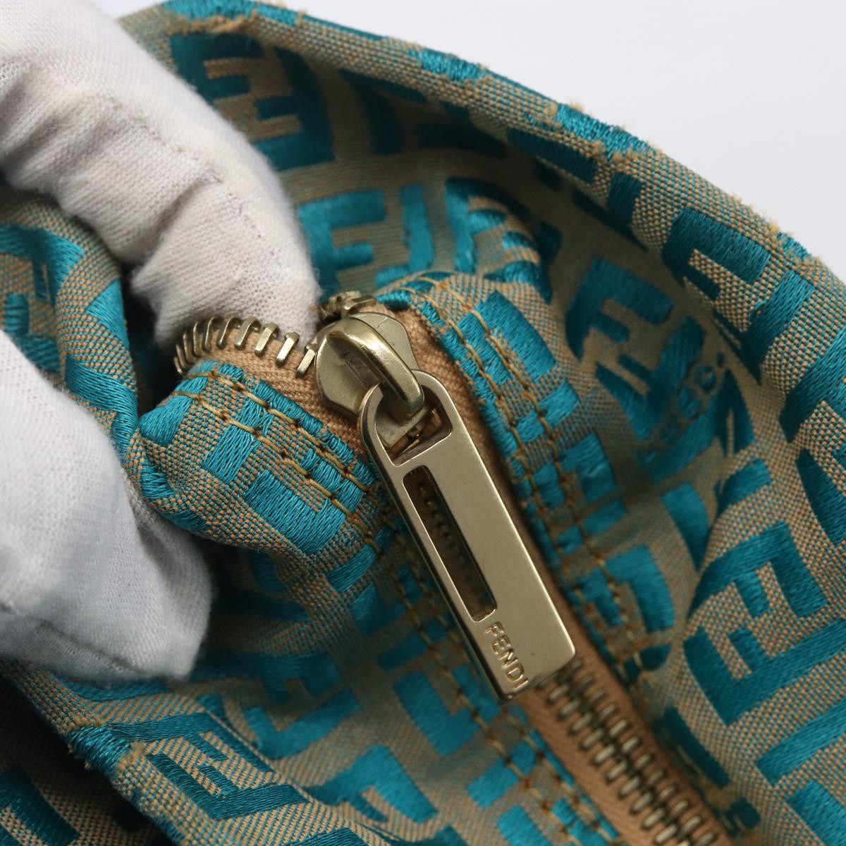 FENDI Zucchino Canvas Mamma Baguette Tote Bag Green Auth 150817