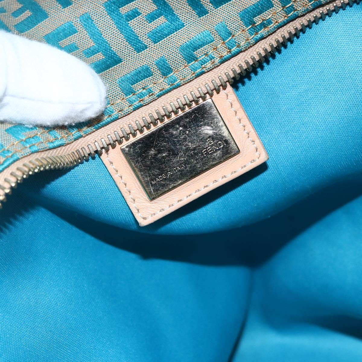 FENDI Zucchino Canvas Mamma Baguette Tote Bag Green Auth 150817