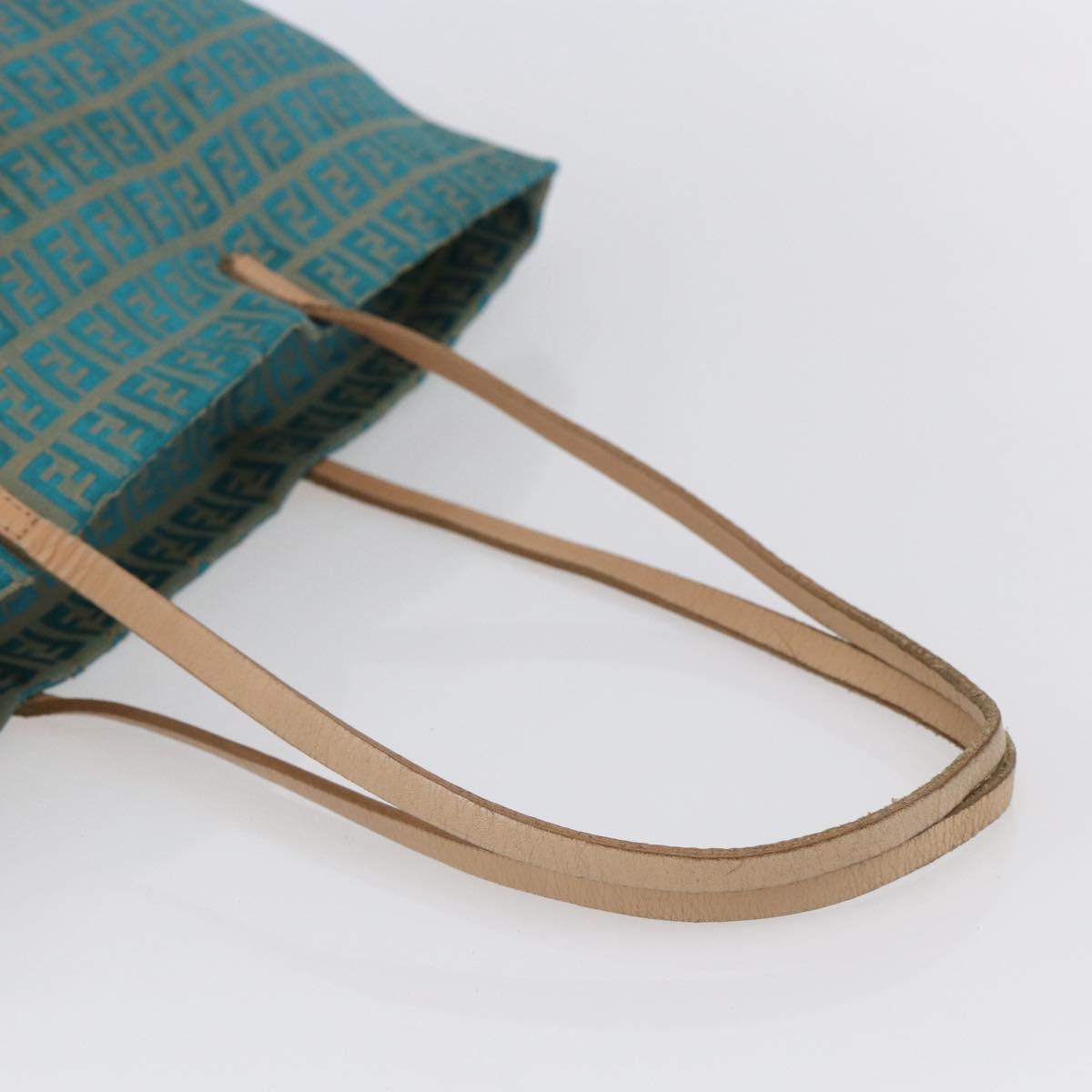 FENDI Zucchino Canvas Mamma Baguette Tote Bag Green Auth 150817