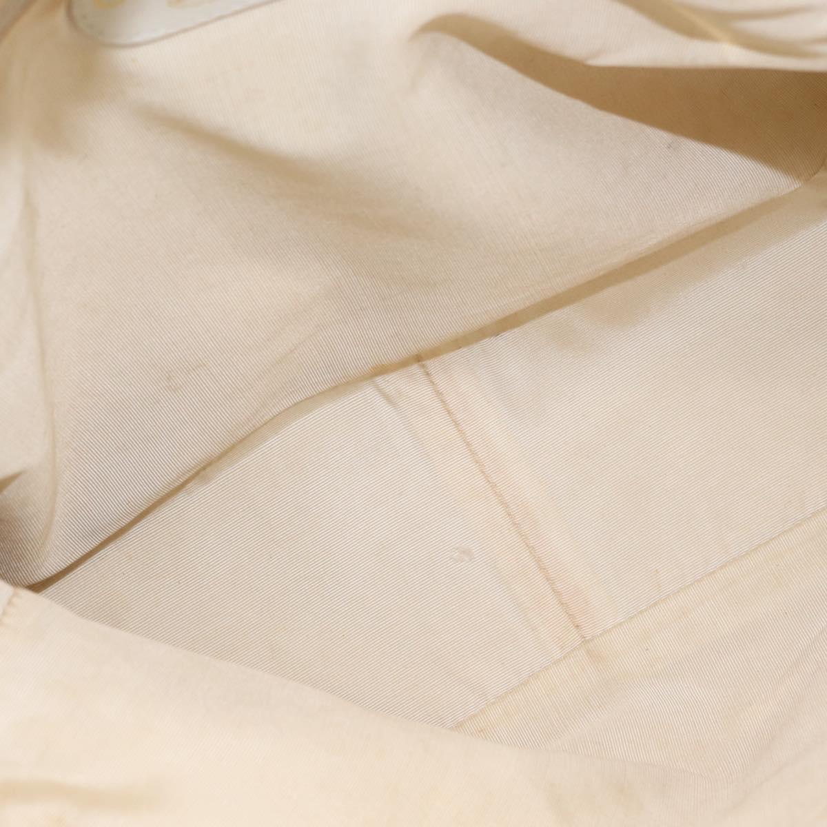 CHANEL COCO Mark Hand Bag Caviar Skin White Gold CC Auth 150819