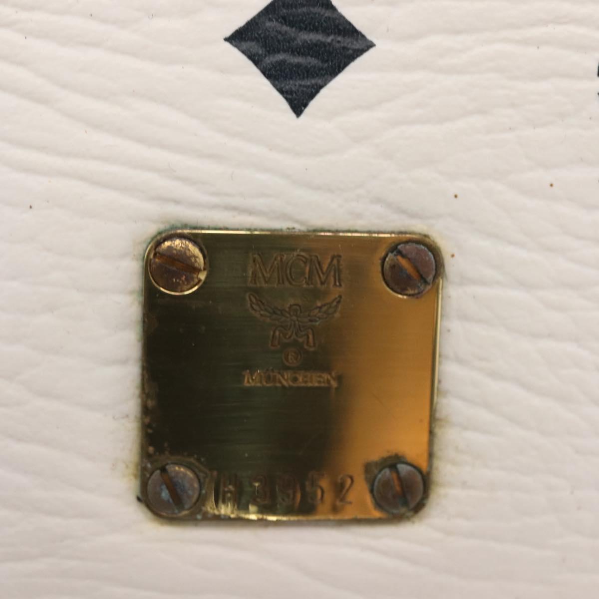 MCM Logogram Vicetos Hand Bag PVC Leather 2way White Gold Auth 150837