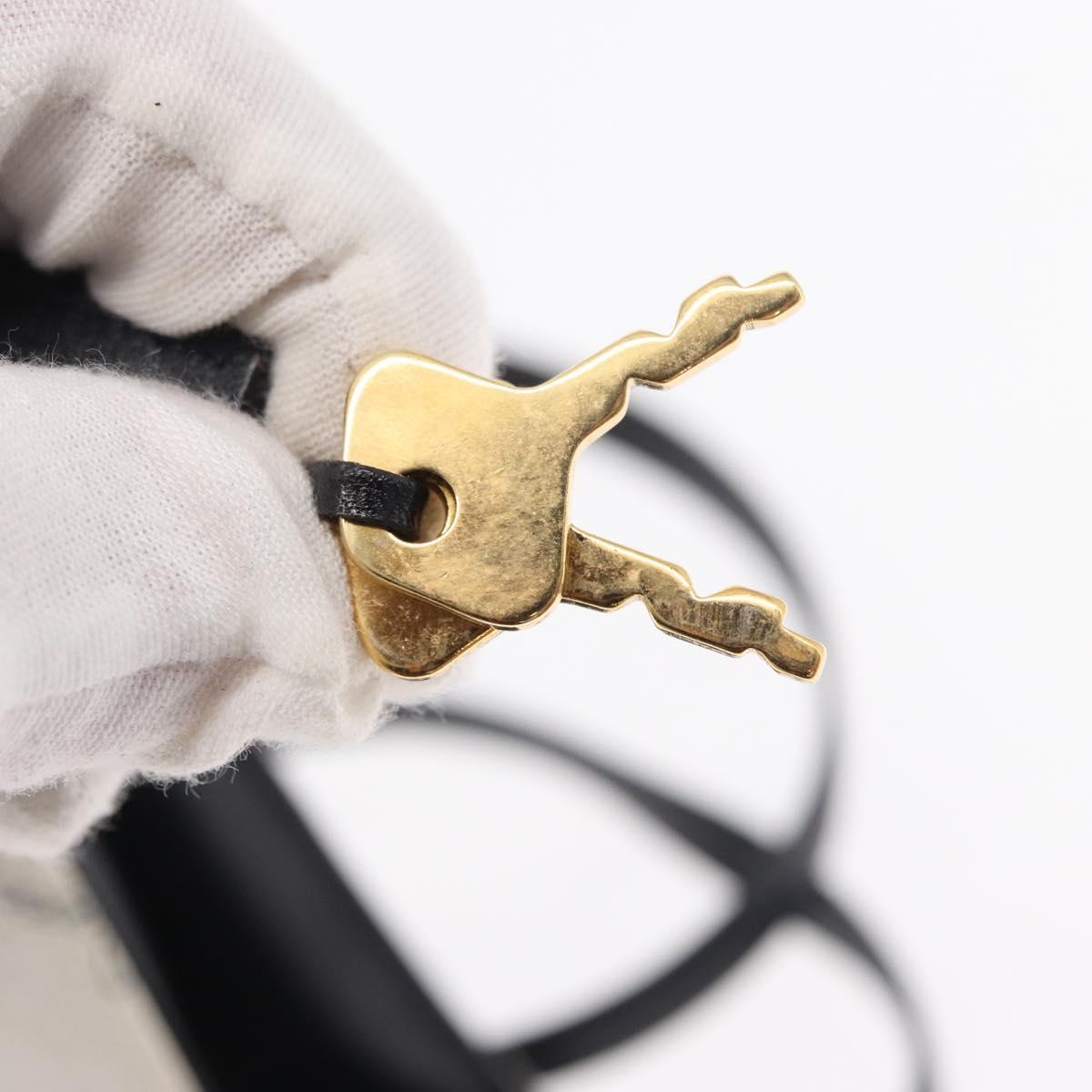 MCM Logogram Vicetos Hand Bag PVC Leather 2way White Gold Auth 150837