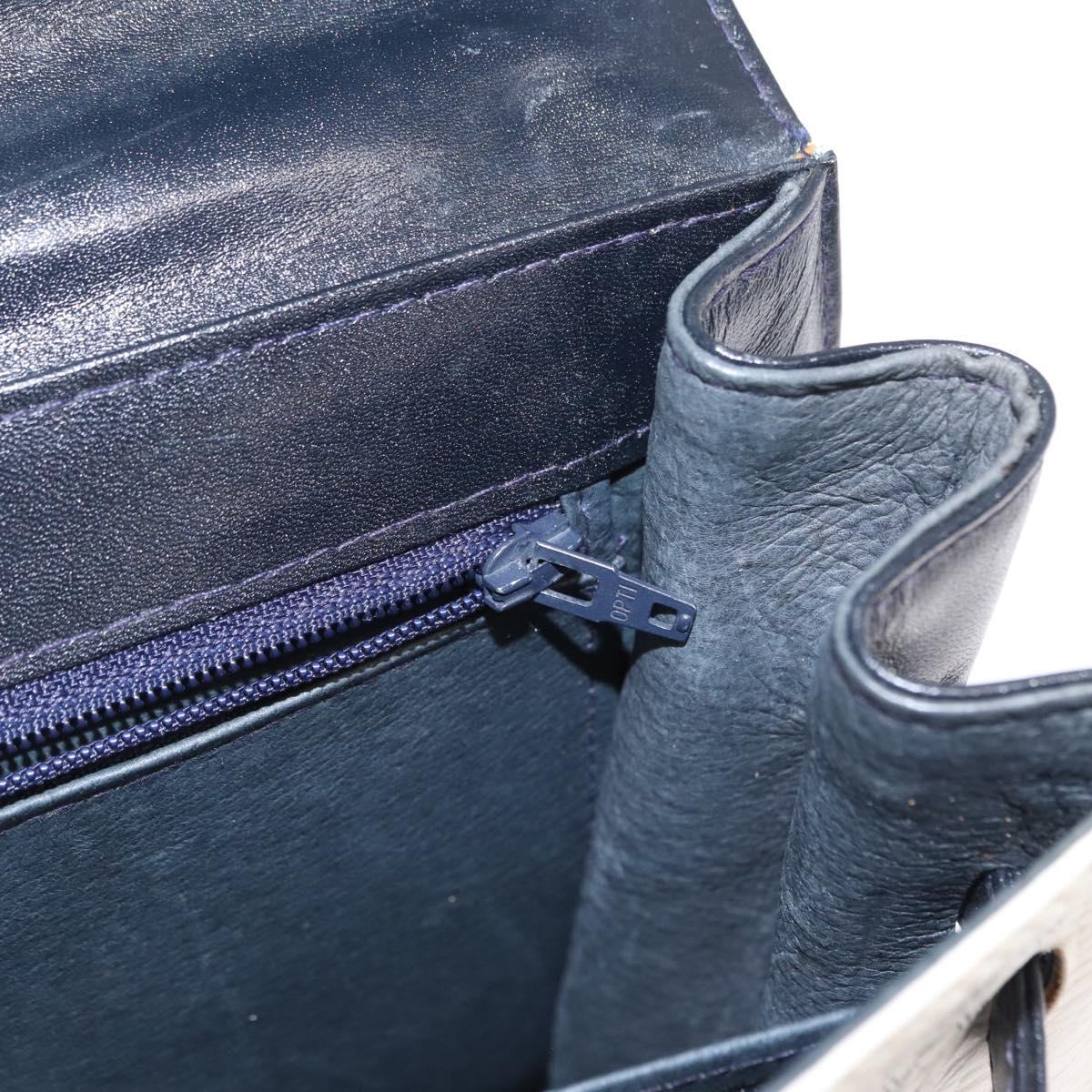 MCM Logogram Vicetos Hand Bag PVC Leather 2way White Gold Auth 150837