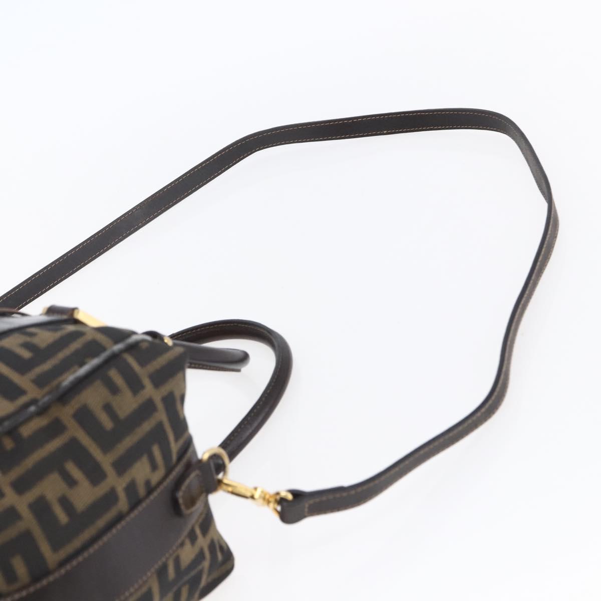 FENDI Zucca Canvas Hand Bag 2way Black Brown Auth 150838