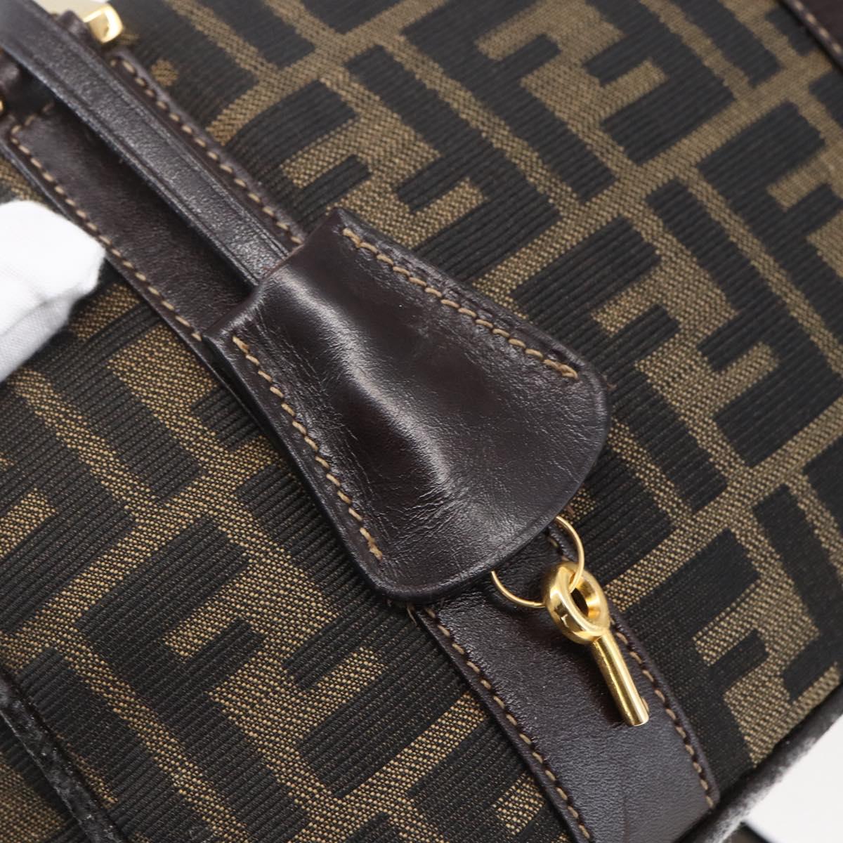 FENDI Zucca Canvas Hand Bag 2way Black Brown Auth 150838