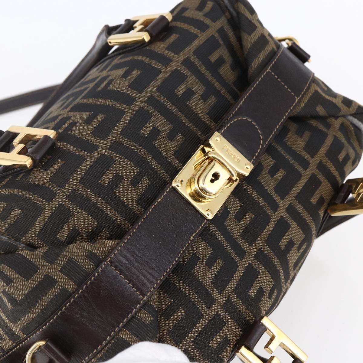 FENDI Zucca Canvas Hand Bag 2way Black Brown Auth 150838