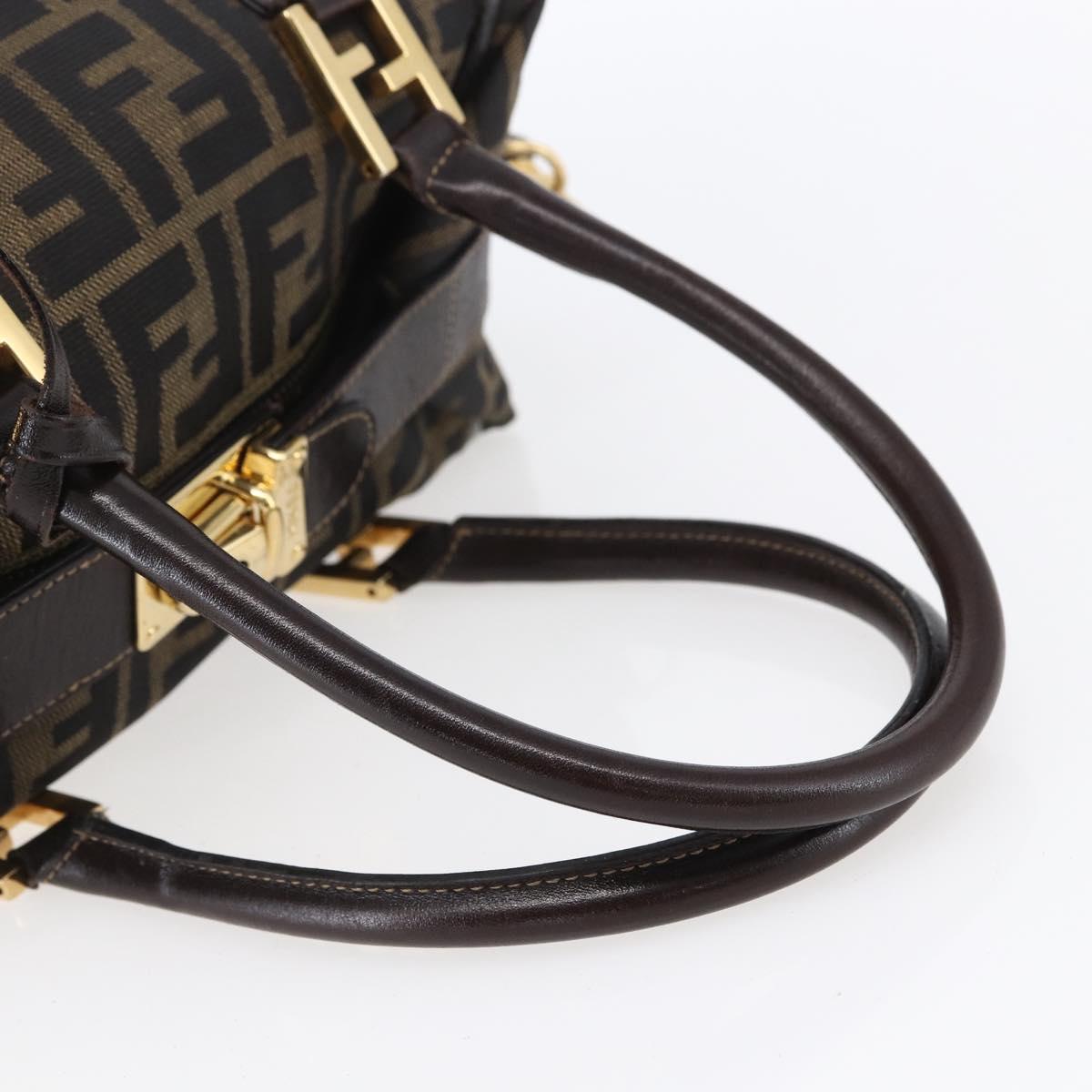 FENDI Zucca Canvas Hand Bag 2way Black Brown Auth 150838
