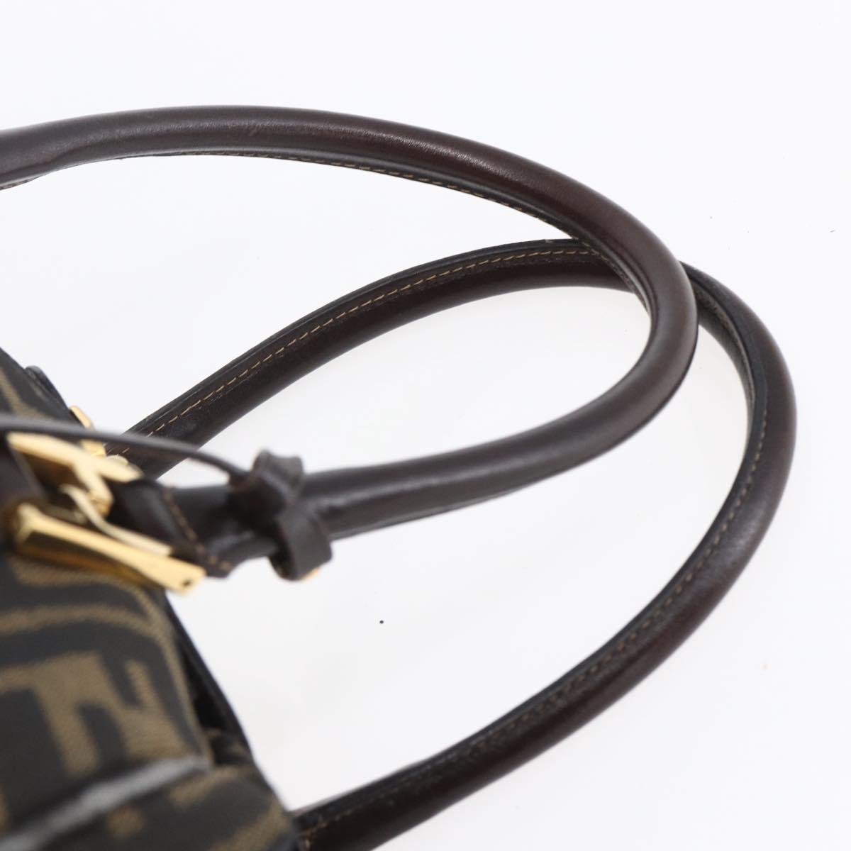 FENDI Zucca Canvas Hand Bag 2way Black Brown Auth 150838