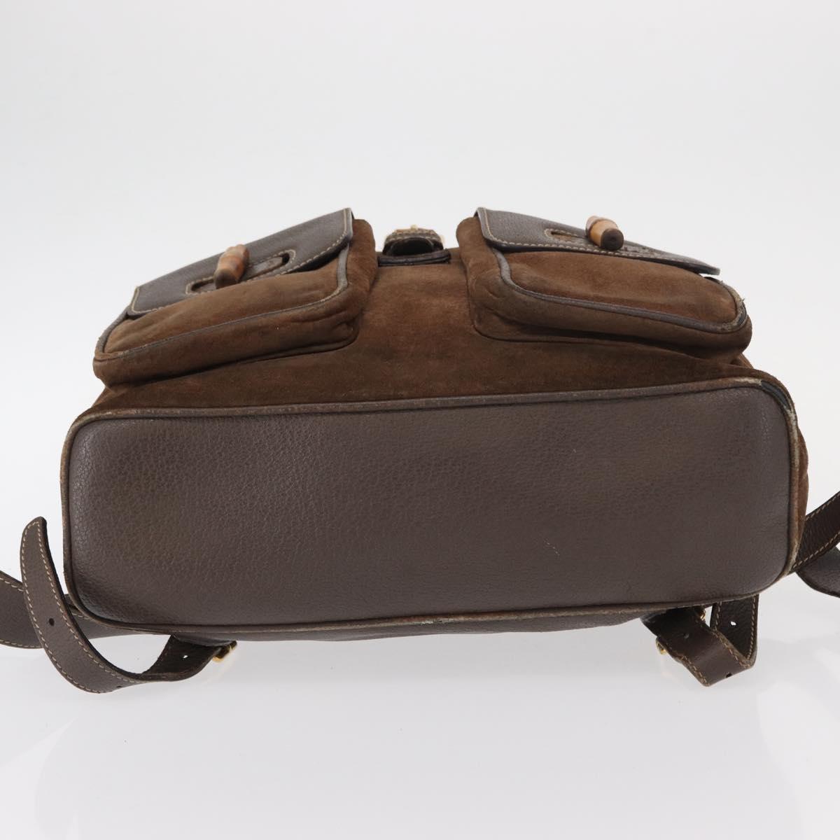 GUCCI Bamboo Backpack Suede Brown Gold 003 58 0016 Auth 150842