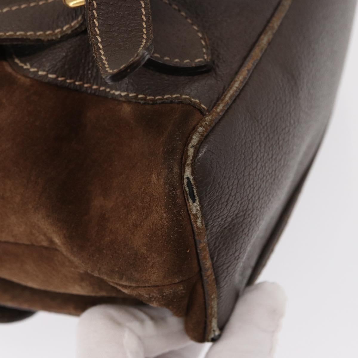 GUCCI Bamboo Backpack Suede Brown Gold 003 58 0016 Auth 150842