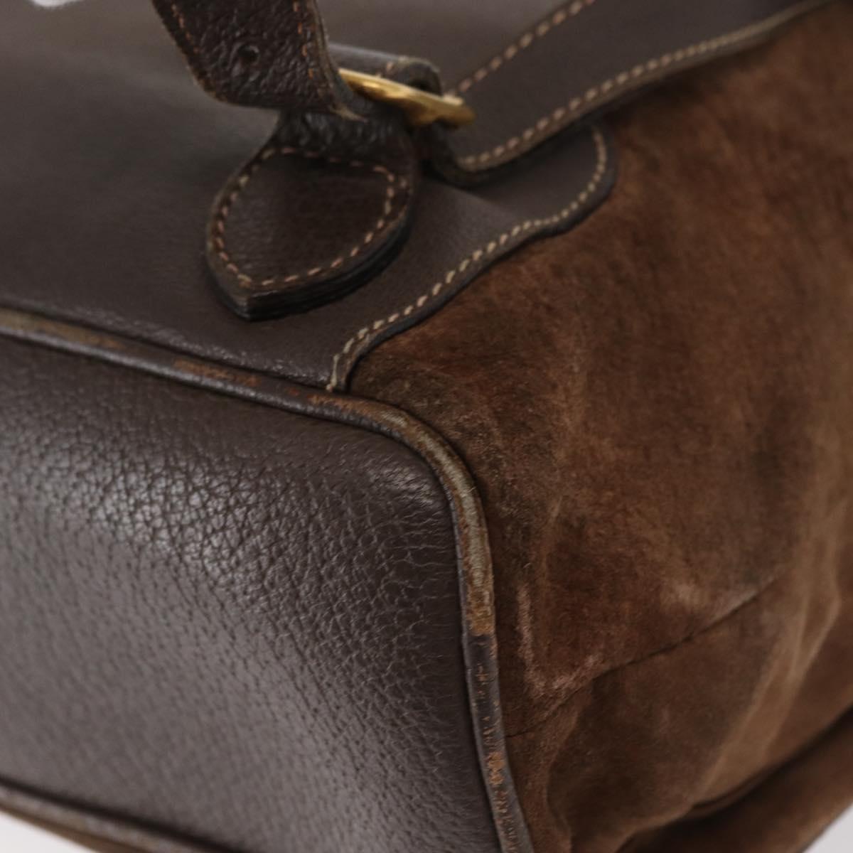 GUCCI Bamboo Backpack Suede Brown Gold 003 58 0016 Auth 150842