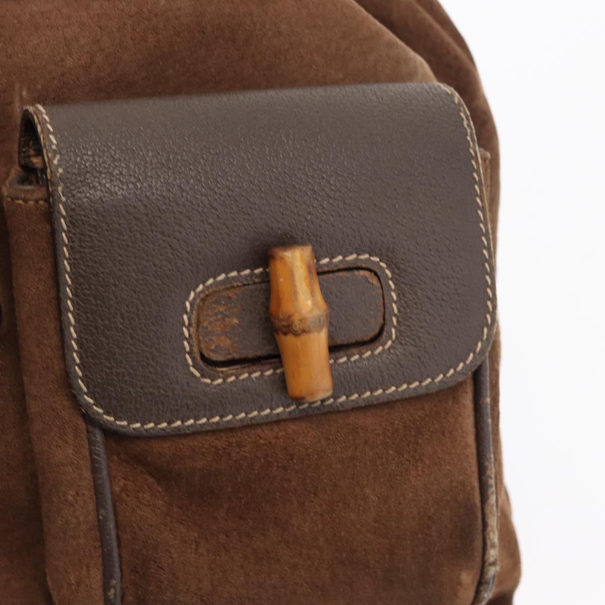 GUCCI Bamboo Backpack Suede Brown Gold 003 58 0016 Auth 150842