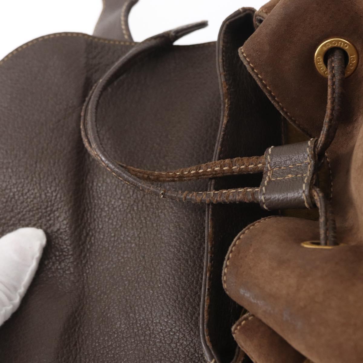 GUCCI Bamboo Backpack Suede Brown Gold 003 58 0016 Auth 150842