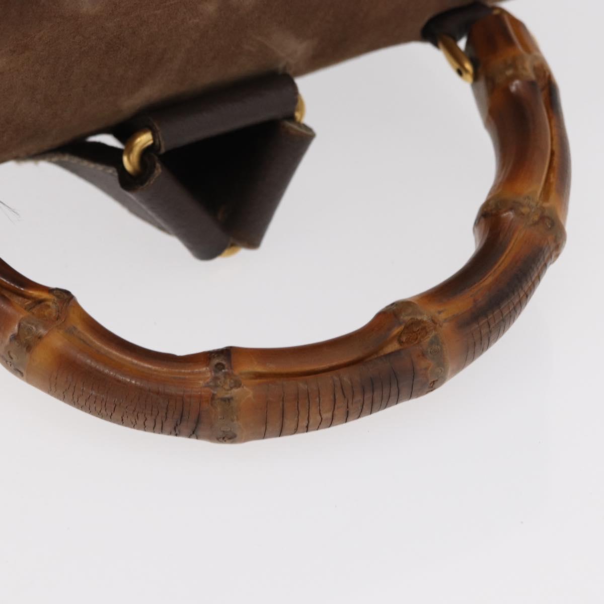 GUCCI Bamboo Backpack Suede Brown Gold 003 58 0016 Auth 150842