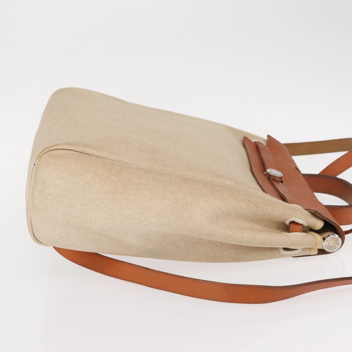 HERMES Herbag Tower Ash A Dos PM Backpack Canvas Beige Silver Auth 150848