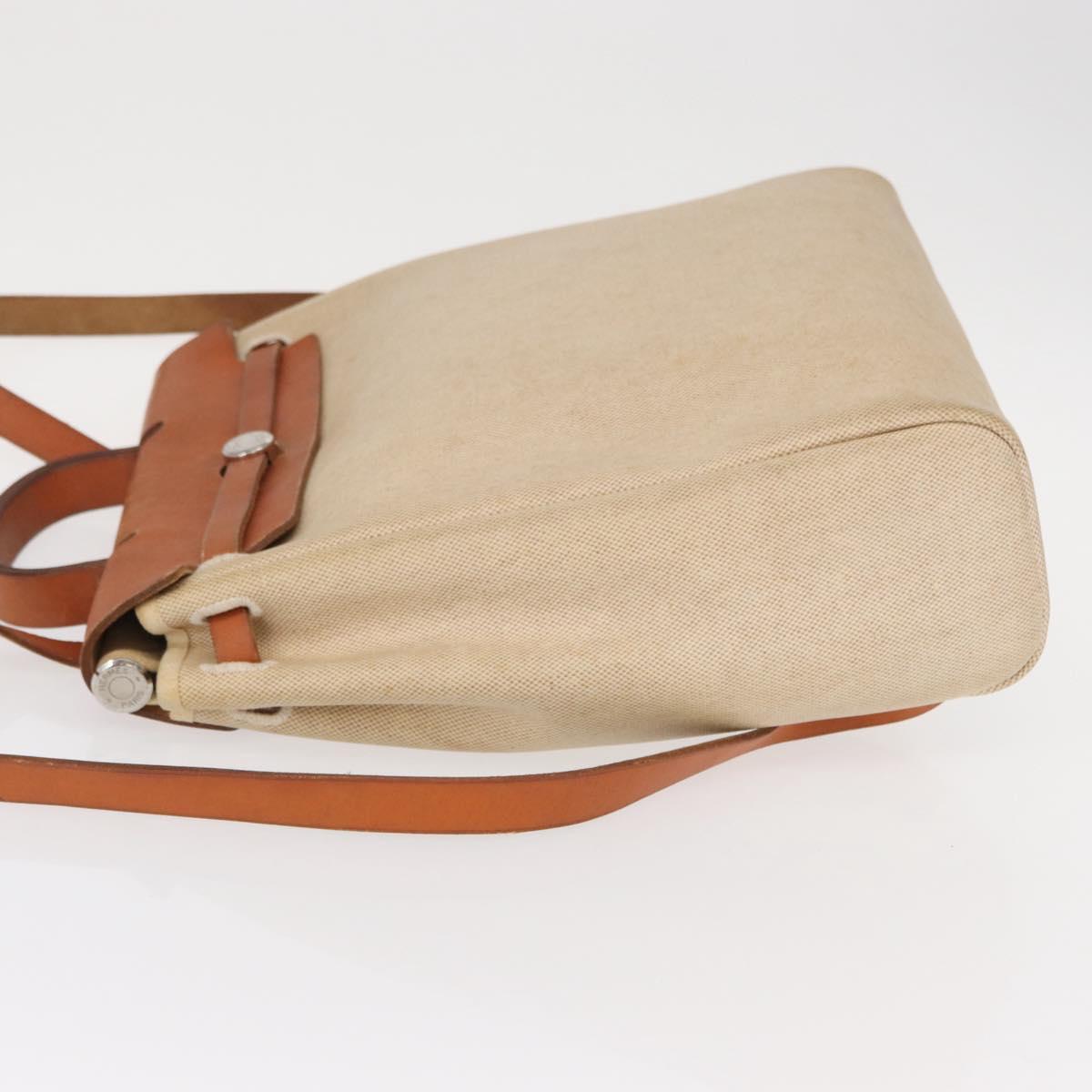 HERMES Herbag Tower Ash A Dos PM Backpack Canvas Beige Silver Auth 150848