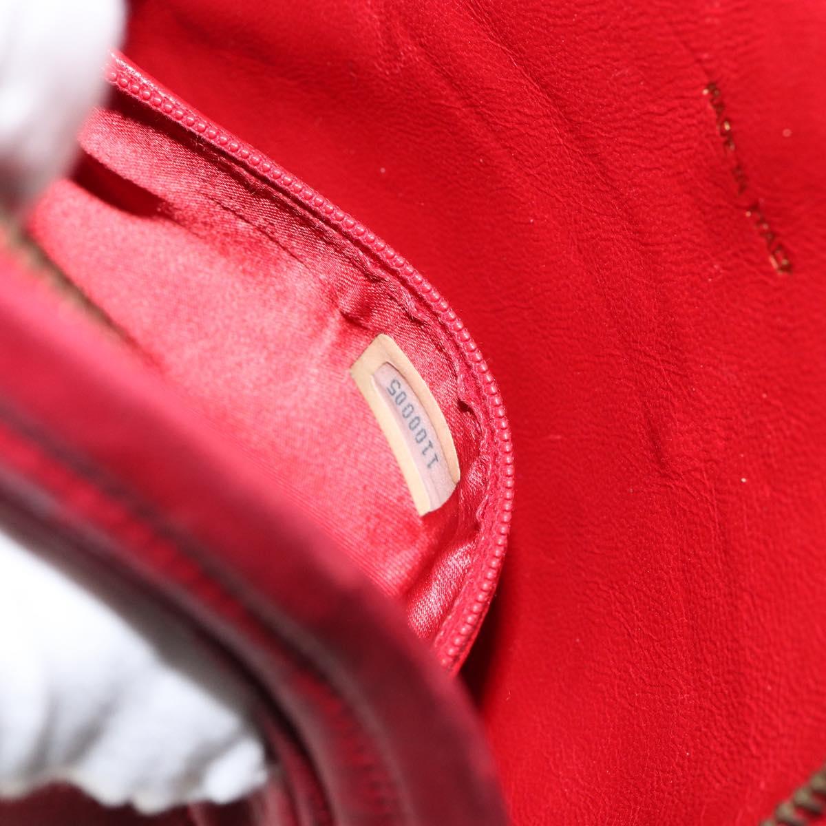 CHANEL Matelasse Chain Hand Bag Lamb Skin Red Gold CC Auth 150849