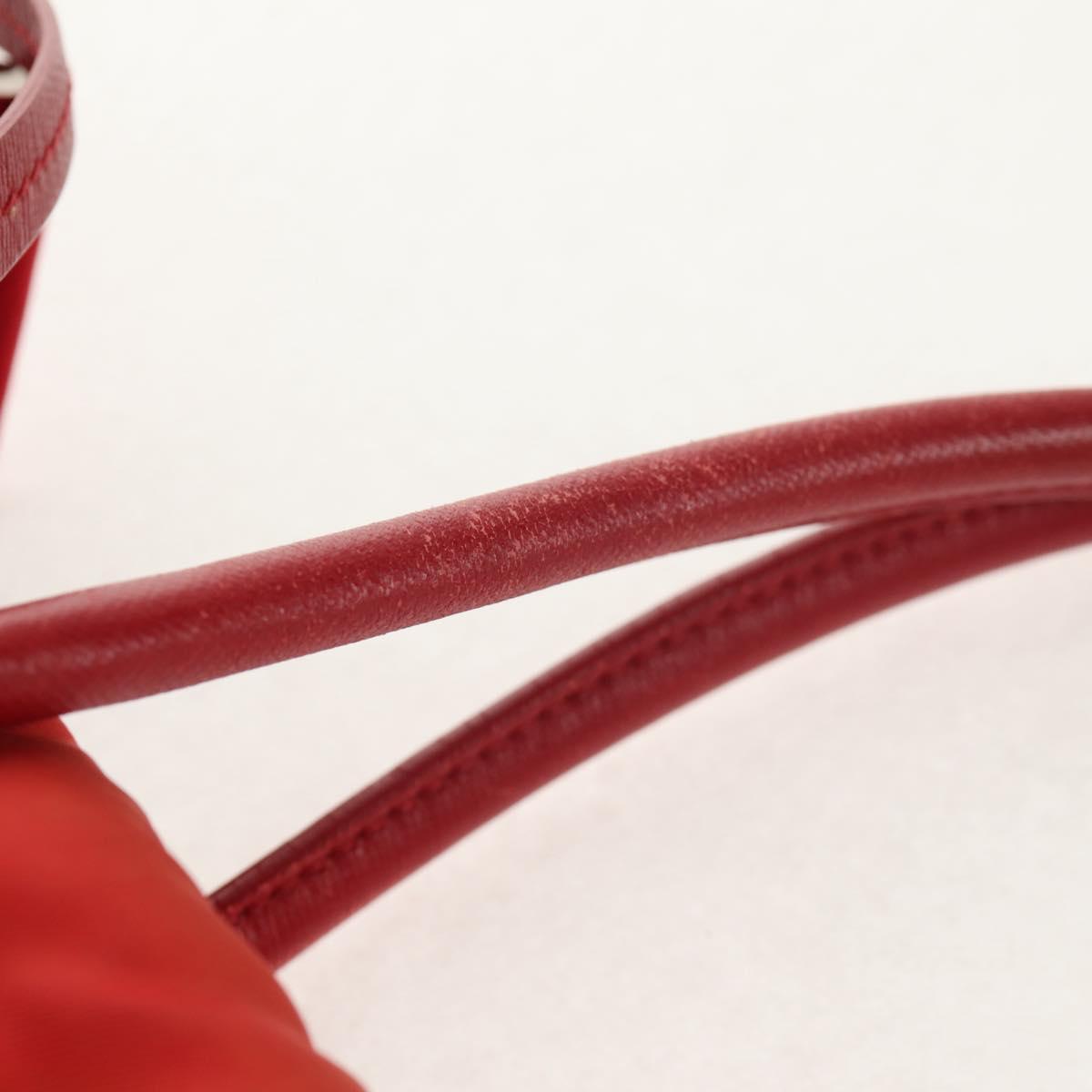 PRADA Hand Bag Nylon 2way Red Silver Auth 150850