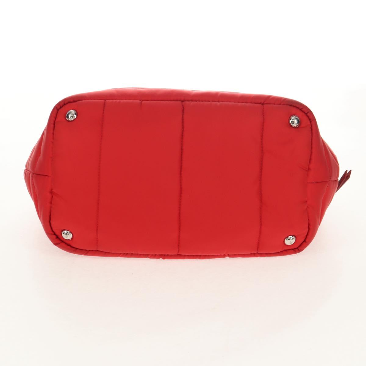 PRADA Hand Bag Nylon 2way Red Silver Auth 150850