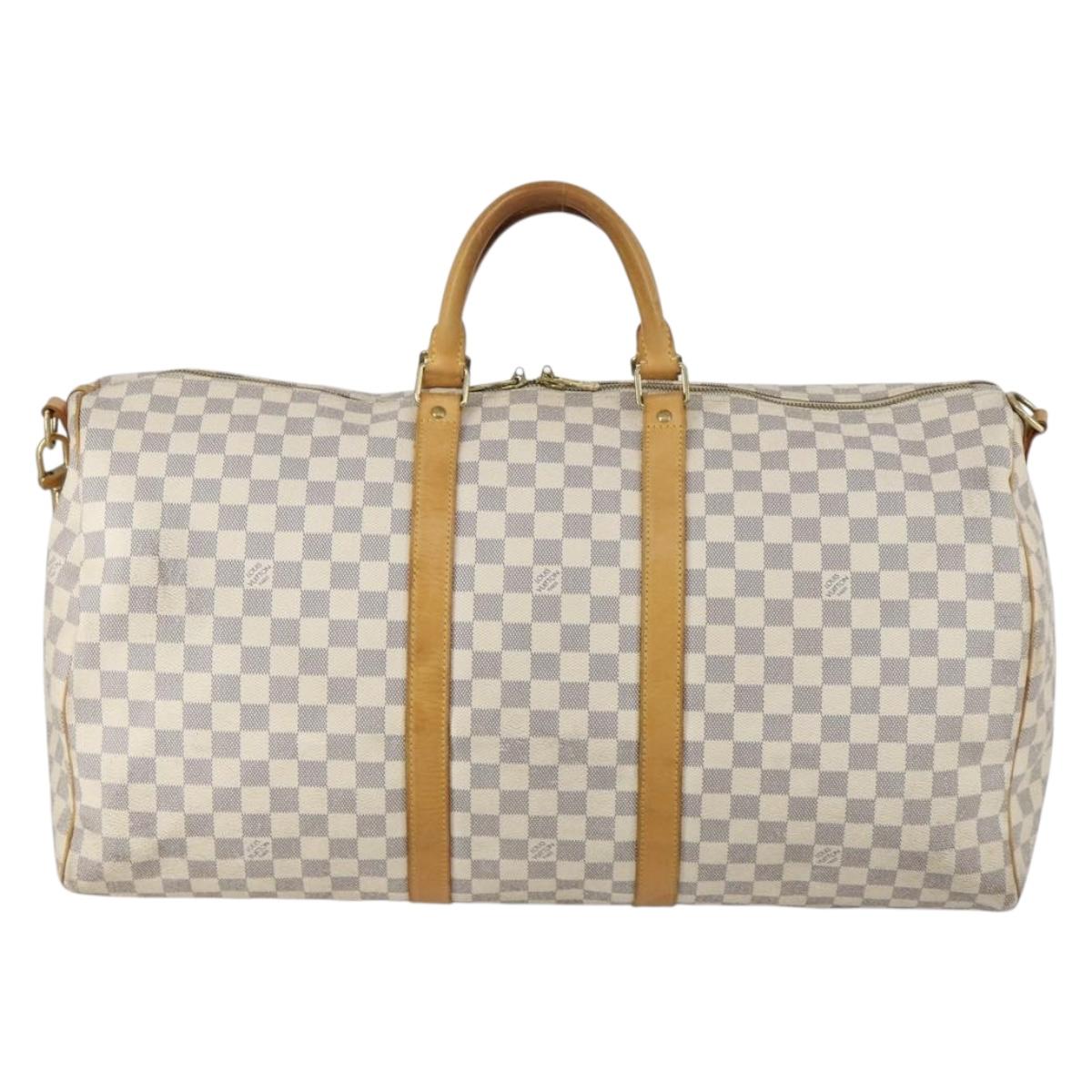 LOUIS VUITTON Damier Azur Keepall Bandouliere 55 Boston Bag N41429 Auth 150852