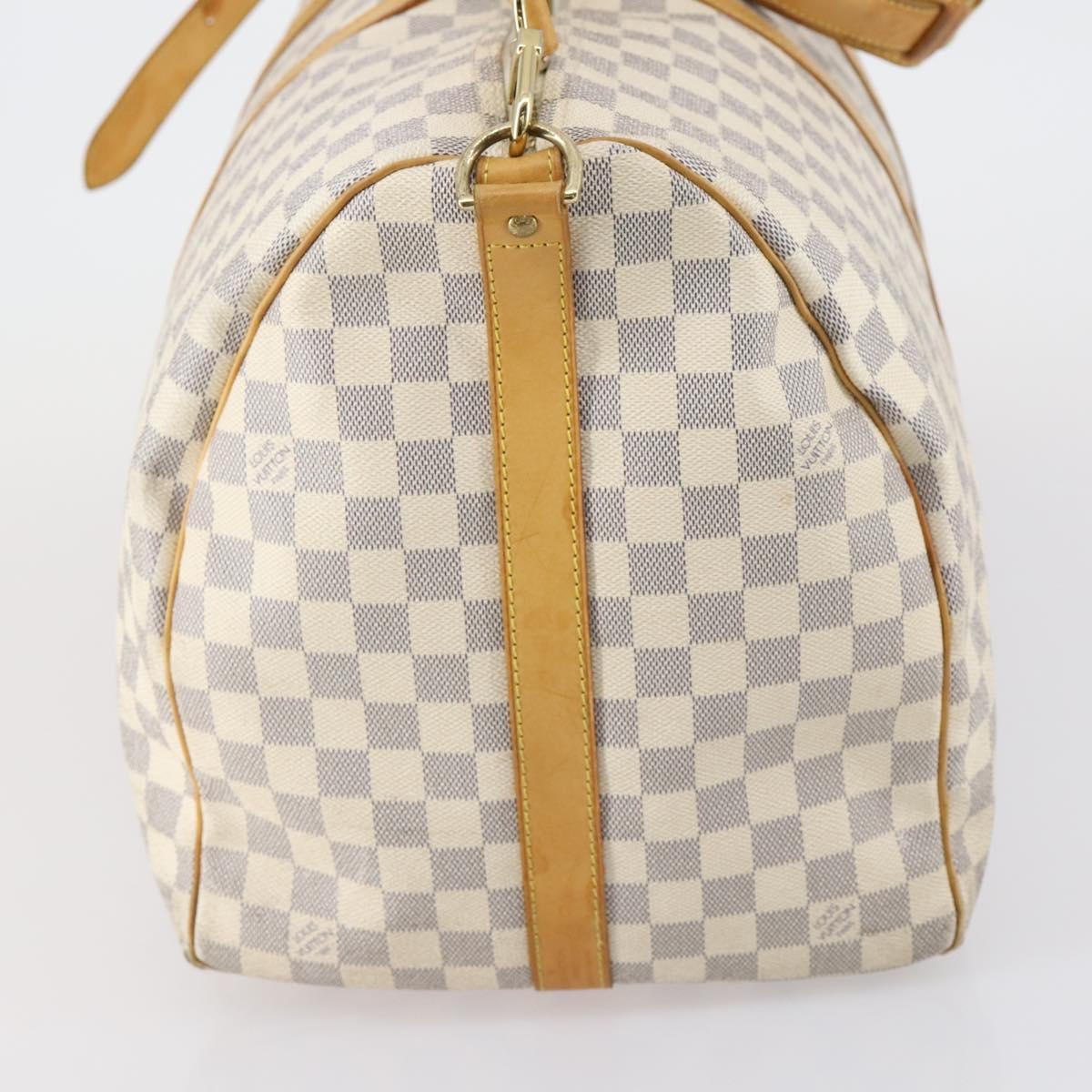 LOUIS VUITTON Damier Azur Keepall Bandouliere 55 Boston Bag N41429 Auth 150852
