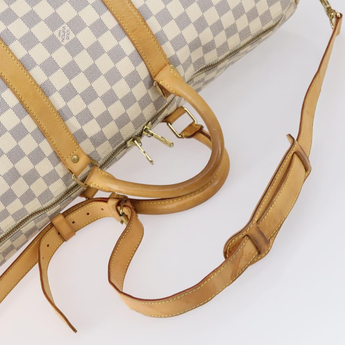 LOUIS VUITTON Damier Azur Keepall Bandouliere 55 Boston Bag N41429 Auth 150852