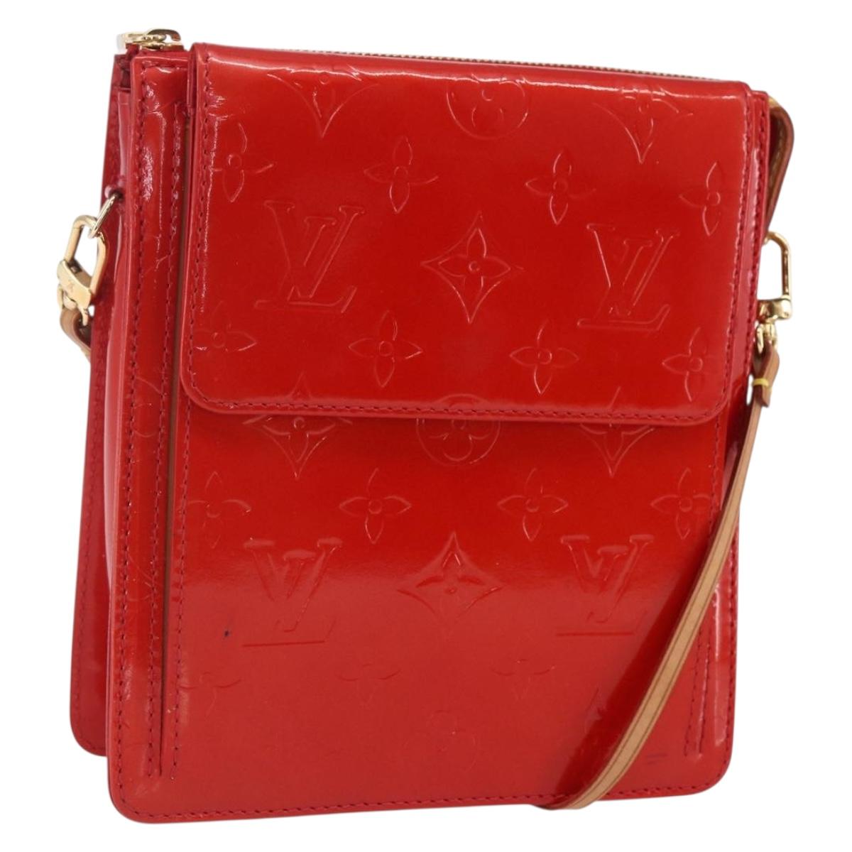 LOUIS VUITTON Monogram Vernis Motto Accessory Pouch Red M91137 LV Auth 150865
