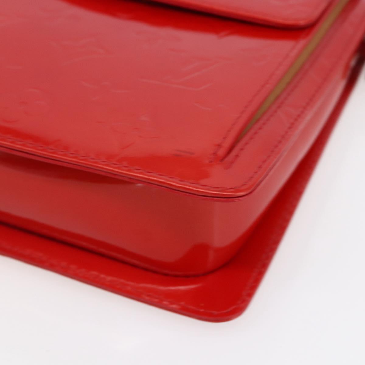 LOUIS VUITTON Monogram Vernis Motto Accessory Pouch Red M91137 LV Auth 150865