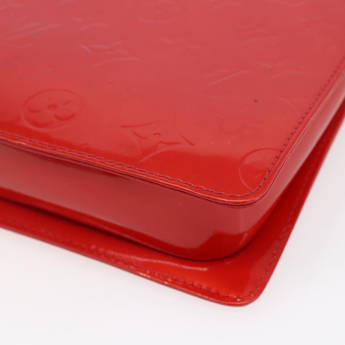 LOUIS VUITTON Monogram Vernis Motto Accessory Pouch Red M91137 LV Auth 150865