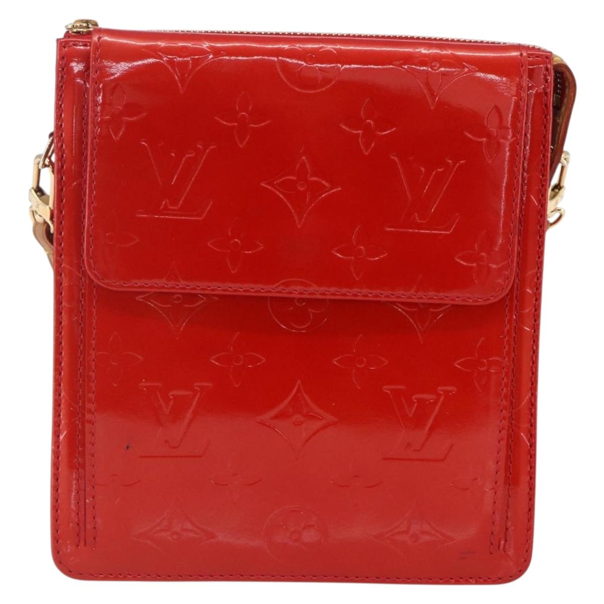LOUIS VUITTON Monogram Vernis Motto Accessory Pouch Red M91137 LV Auth 150865