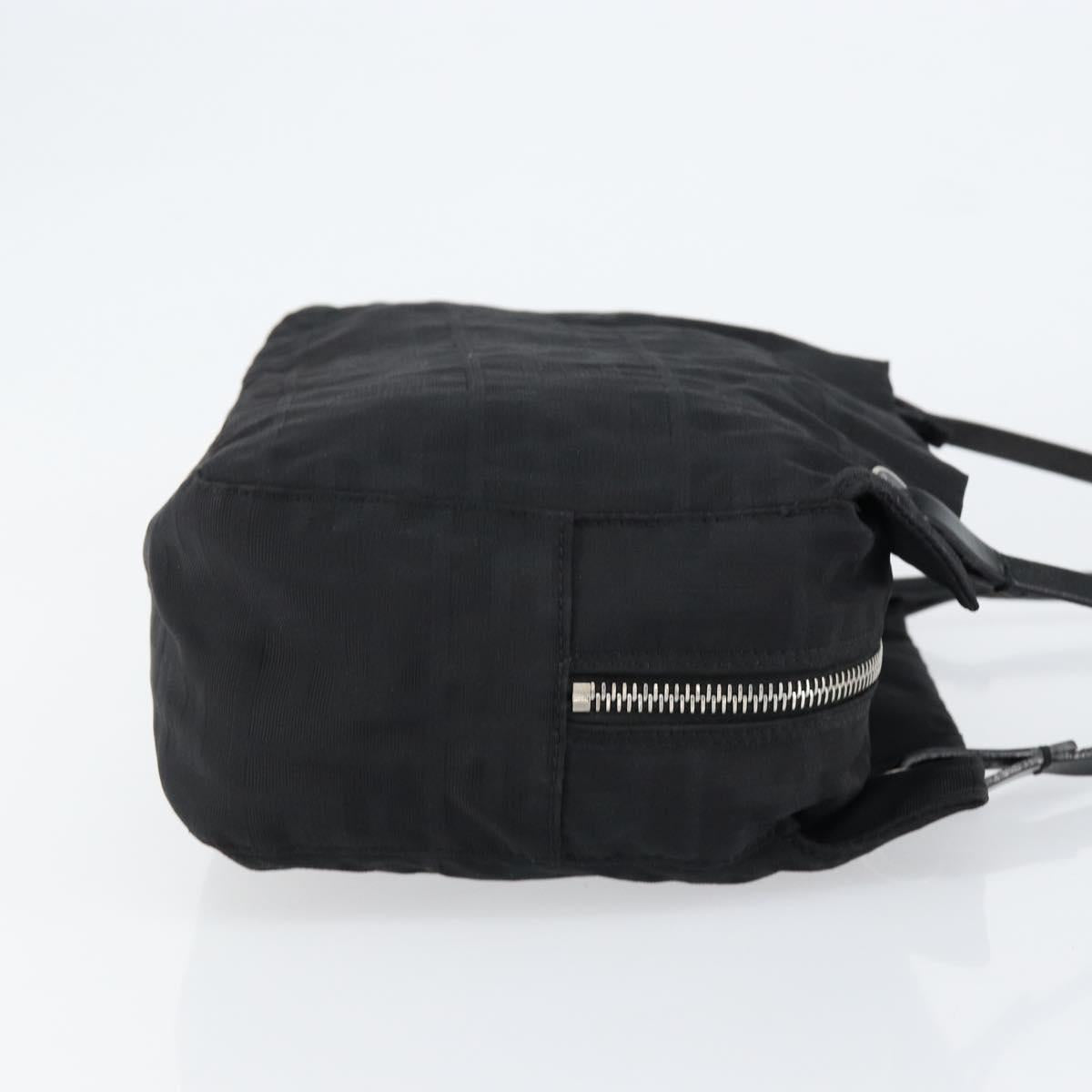 FENDI Zucca Canvas Tote Bag Black Brown Auth 150868